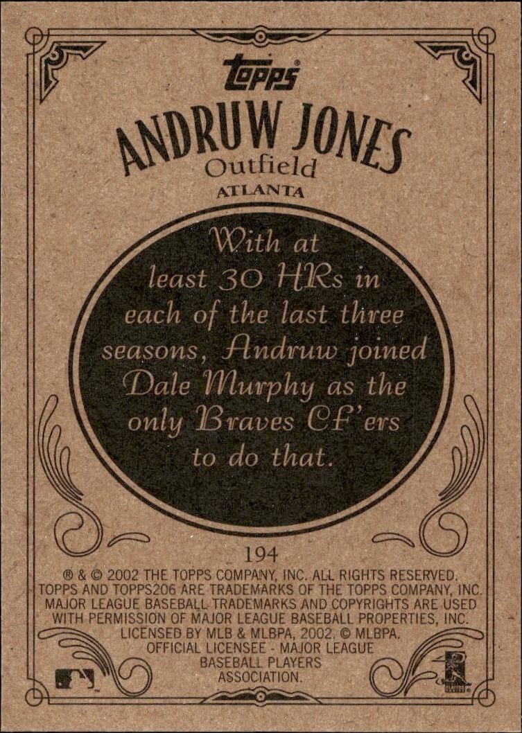 2002 Topps 206 Andruw Jones #194 baseball trading card back