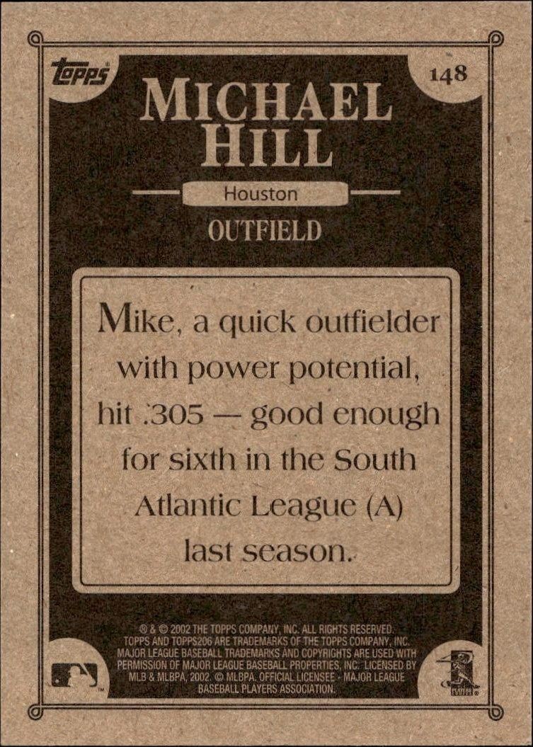 2002 Topps 206 Mike Hill #148 baseball trading card back