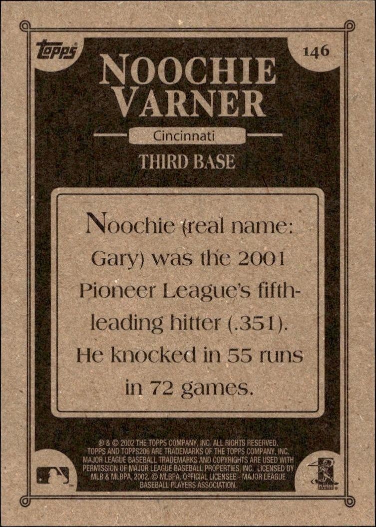 2002 Topps 206 Noochie Varner #146 baseball trading card back