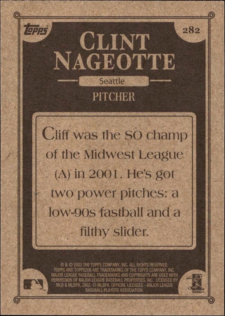 2002 Topps 206 Clint Nageotte #282 baseball trading card back