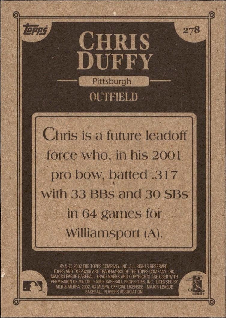 2002 Topps 206 Chris Duffy #278 baseball trading card back