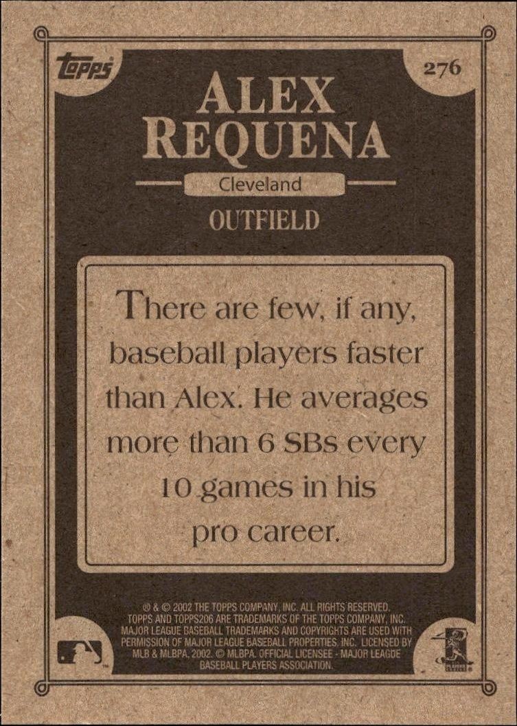 2002 Topps 206 Alex Requena #276 baseball trading card back