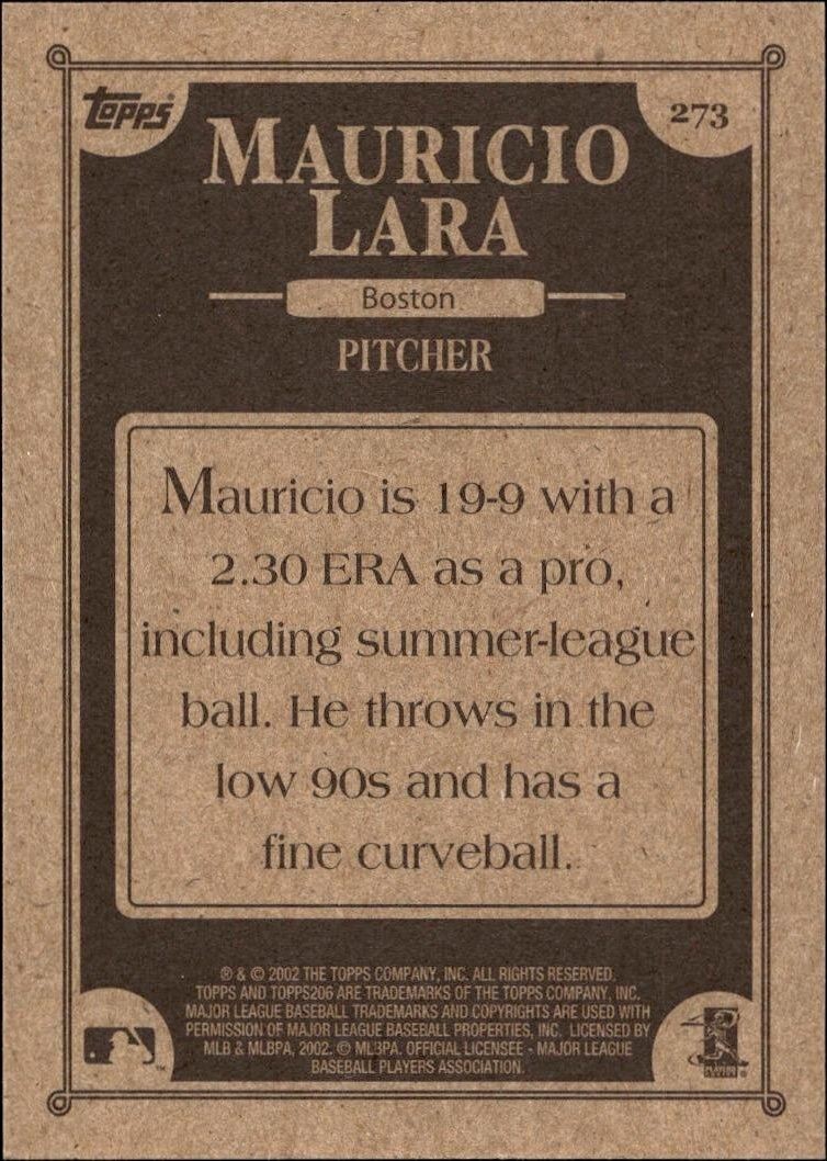 2002 Topps 206 Mauricio Lara #273 baseball trading card back