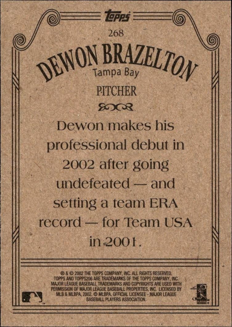 2002 Topps 206 Dewon Brazelton #268 baseball trading card back