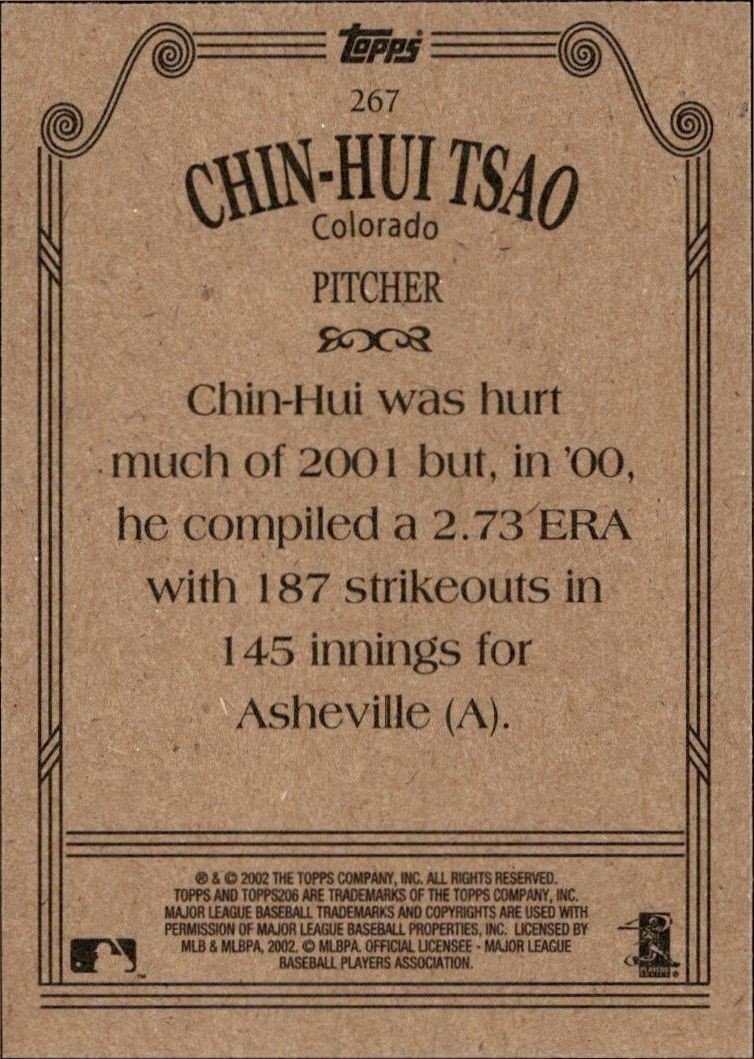 2002 Topps 206 Chin-Hui Tsao #267 baseball trading card back