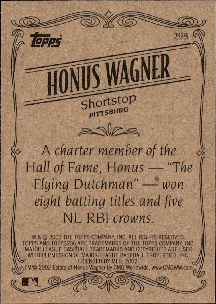 2002 Topps 206 Honus Wagner #298 baseball trading card back