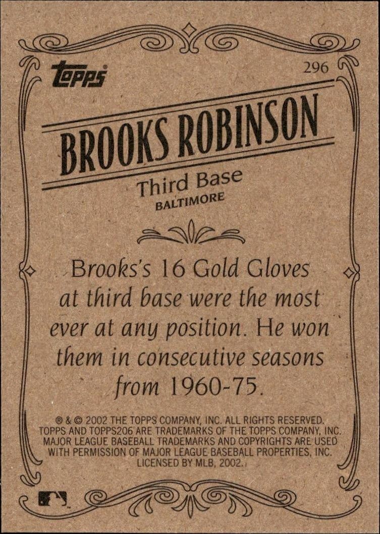 2002 Topps 206 Brooks Robinson #296 baseball trading card back