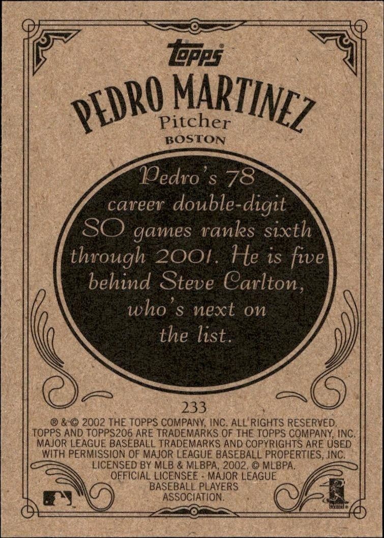 2002 Topps 206 Pedro Martinez #233 baseball trading card back