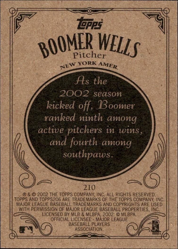 2002 Topps 206 David Wells #210 baseball trading card back