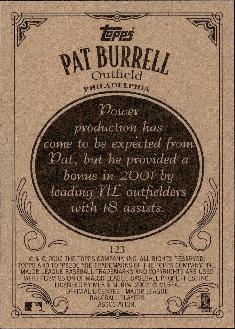 2002 Topps 206 Pat Burrell #123 baseball trading card back