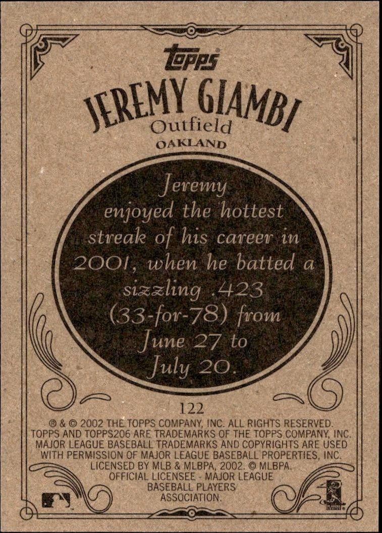 2002 Topps 206 Jeremy Giambi #122 baseball trading card back
