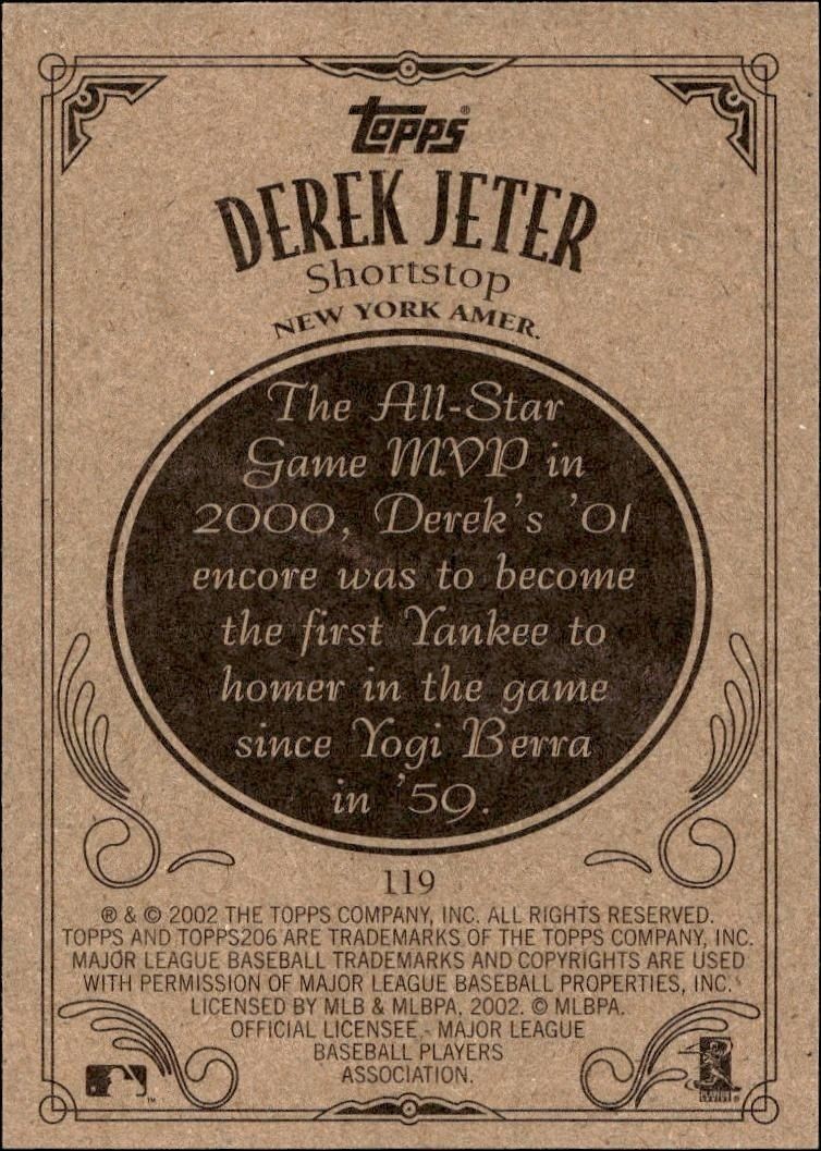 2002 Topps 206 Derek Jeter #119 baseball trading card back
