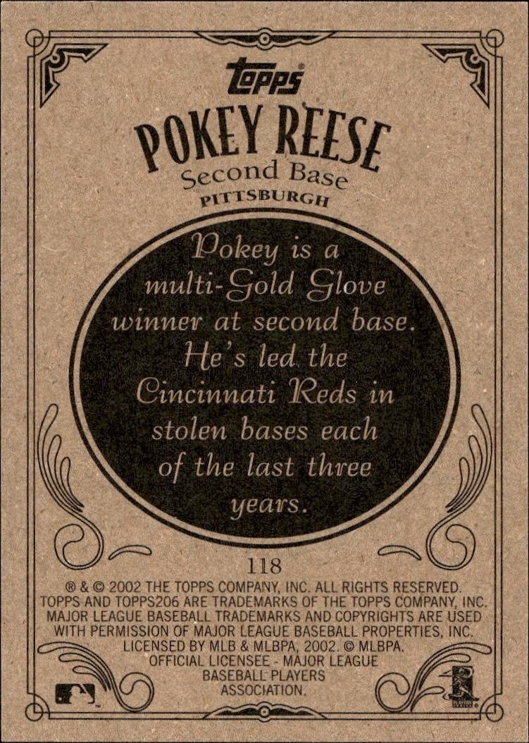 2002 Topps 206 Pokey Reese #118 baseball trading card back