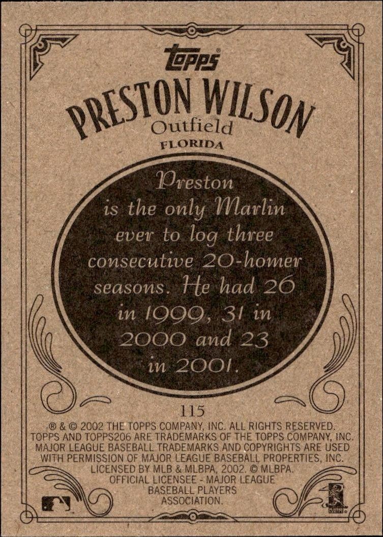 2002 Topps 206 Preston Wilson #115 baseball trading card back
