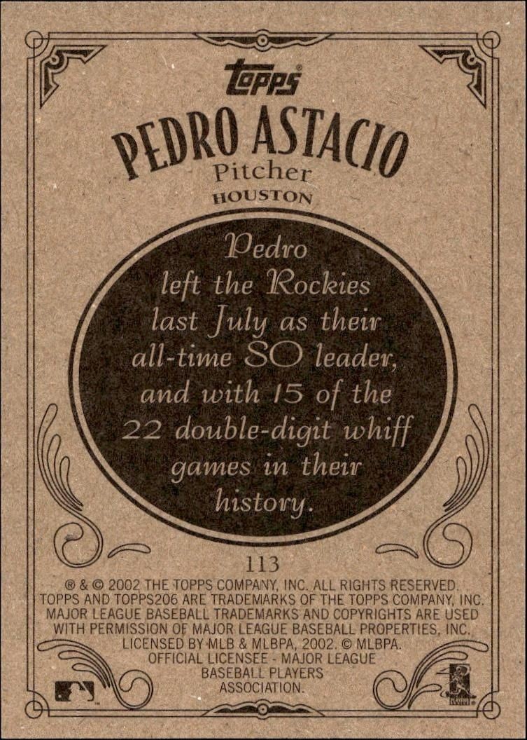 2002 Topps 206 Pedro Astacio #113 baseball trading card back