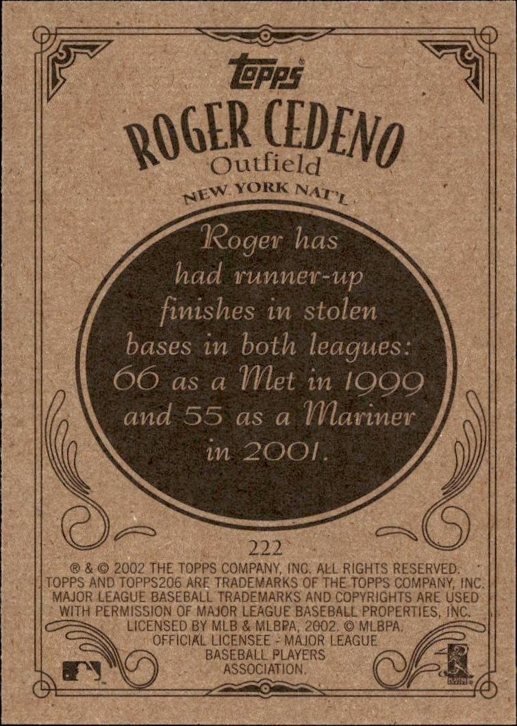 2002 Topps 206 Roger Cedeno #222 baseball trading card back