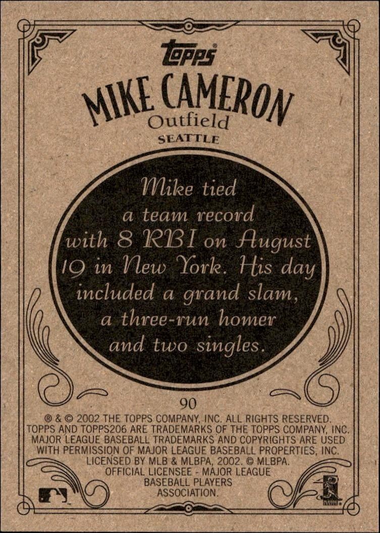 2002 Topps 206 Mike Cameron #90 baseball trading card back