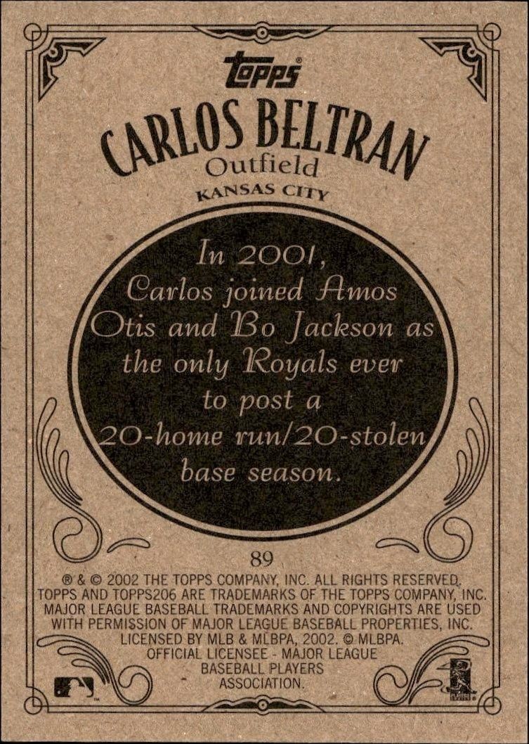 2002 Topps 206 Carlos Beltran #89 baseball trading card back