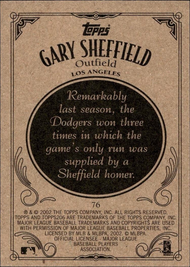 2002 Topps 206 Gary Sheffield #76 baseball trading card back