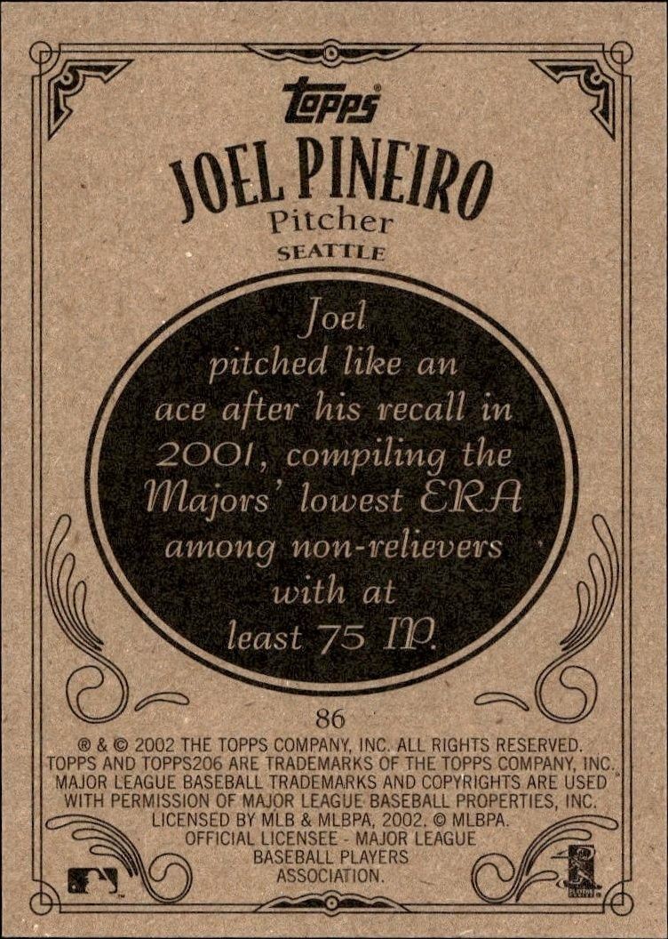 2002 Topps 206 Joel Pineiro #86 baseball trading card back