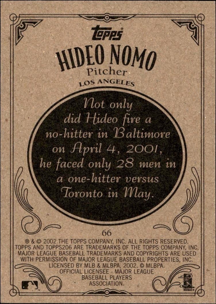 2002 Topps 206 Hideo Nomo #66 baseball trading card back