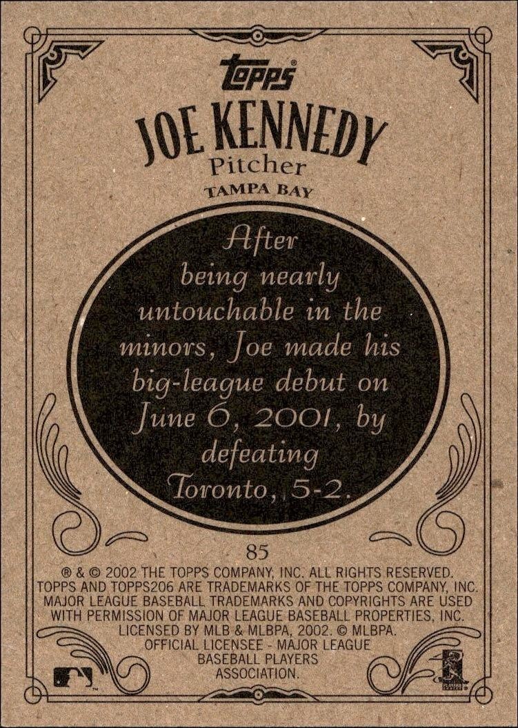 2002 Topps 206 Joe Kennedy #85 baseball trading card back