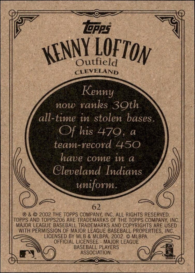 2002 Topps 206 Kenny Lofton #62 baseball trading card back