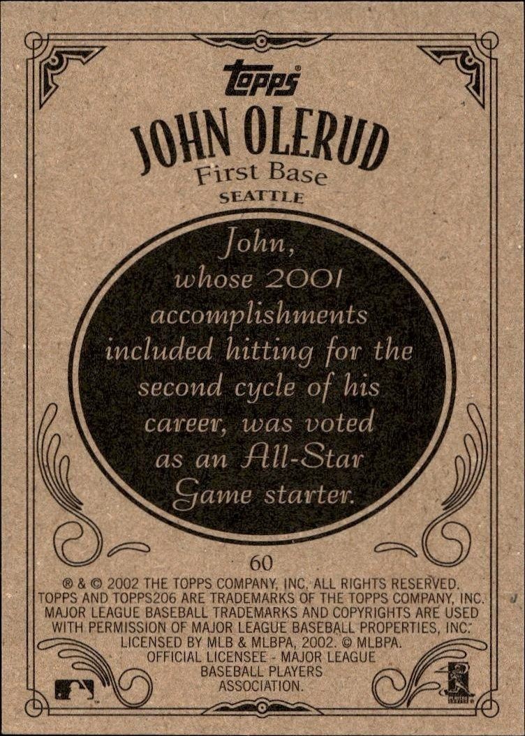 2002 Topps 206 John Olerud #60 baseball trading card back