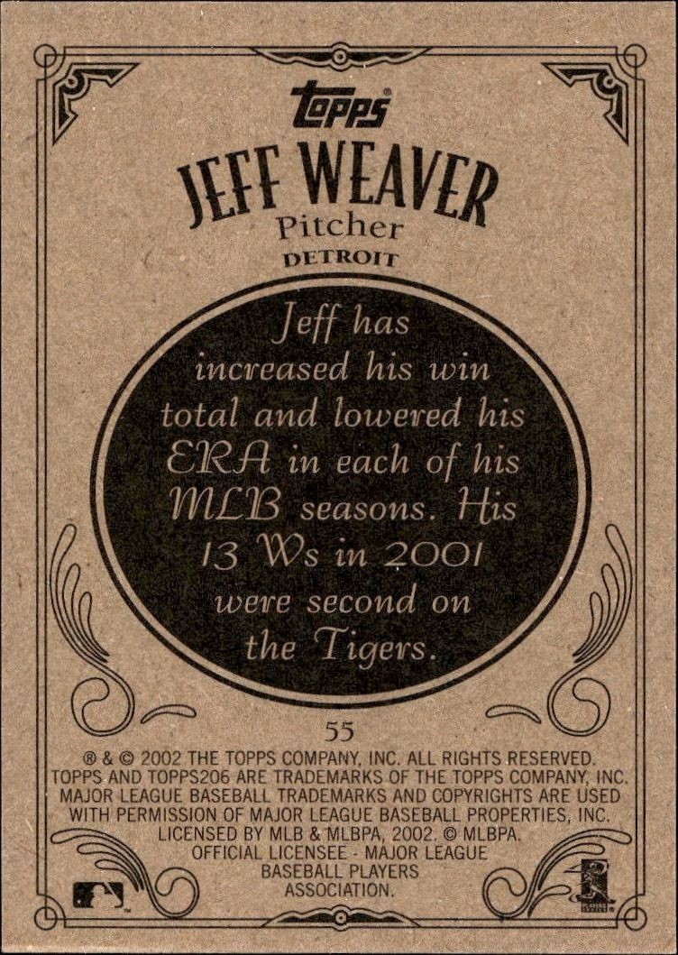 2002 Topps 206 Jeff Weaver #55 baseball trading card back