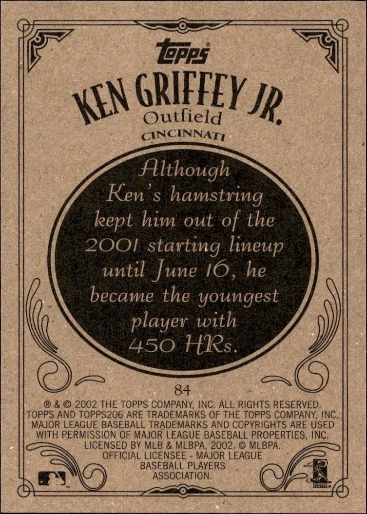 2002 Topps 206 Ken Griffey Jr. #84 baseball trading card back