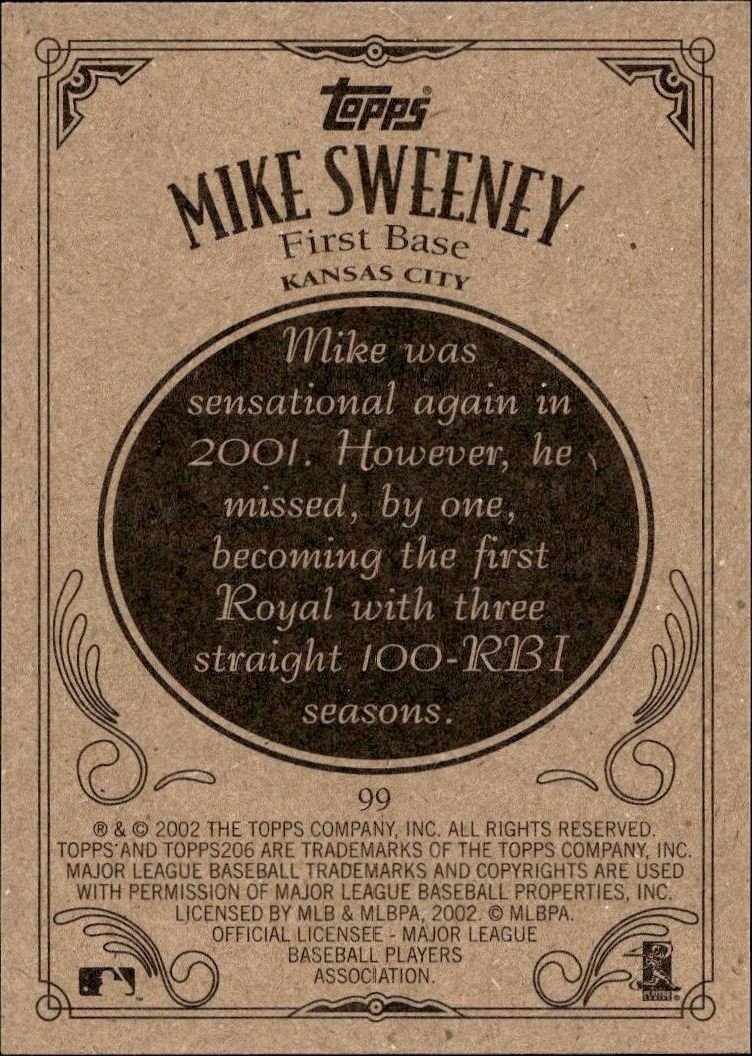 2002 Topps 206 Mike Sweeney #99 baseball trading card back