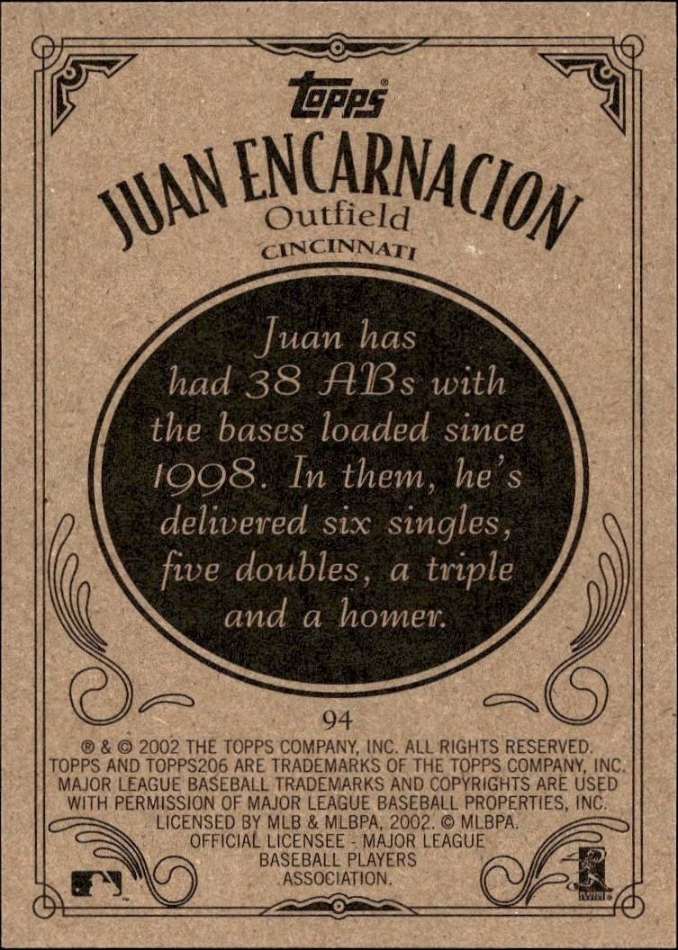2002 Topps 206 Juan Encarnacion #94 baseball trading card back