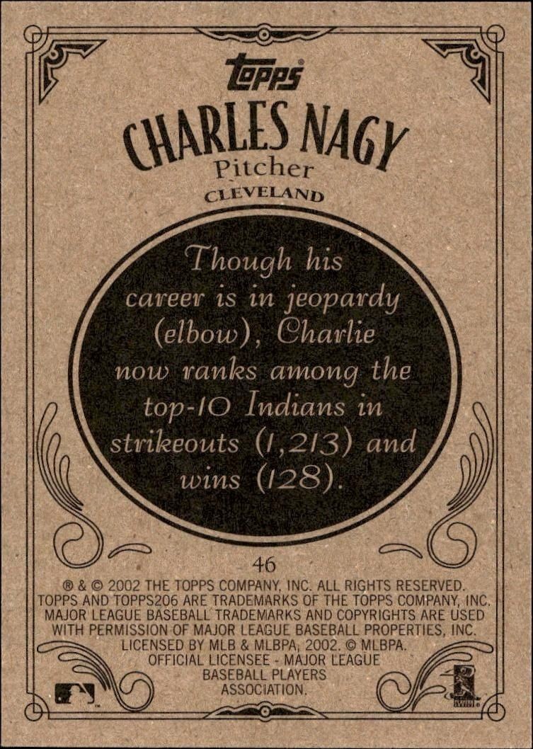 2002 Topps 206 Charles Nagy #46 baseball trading card back