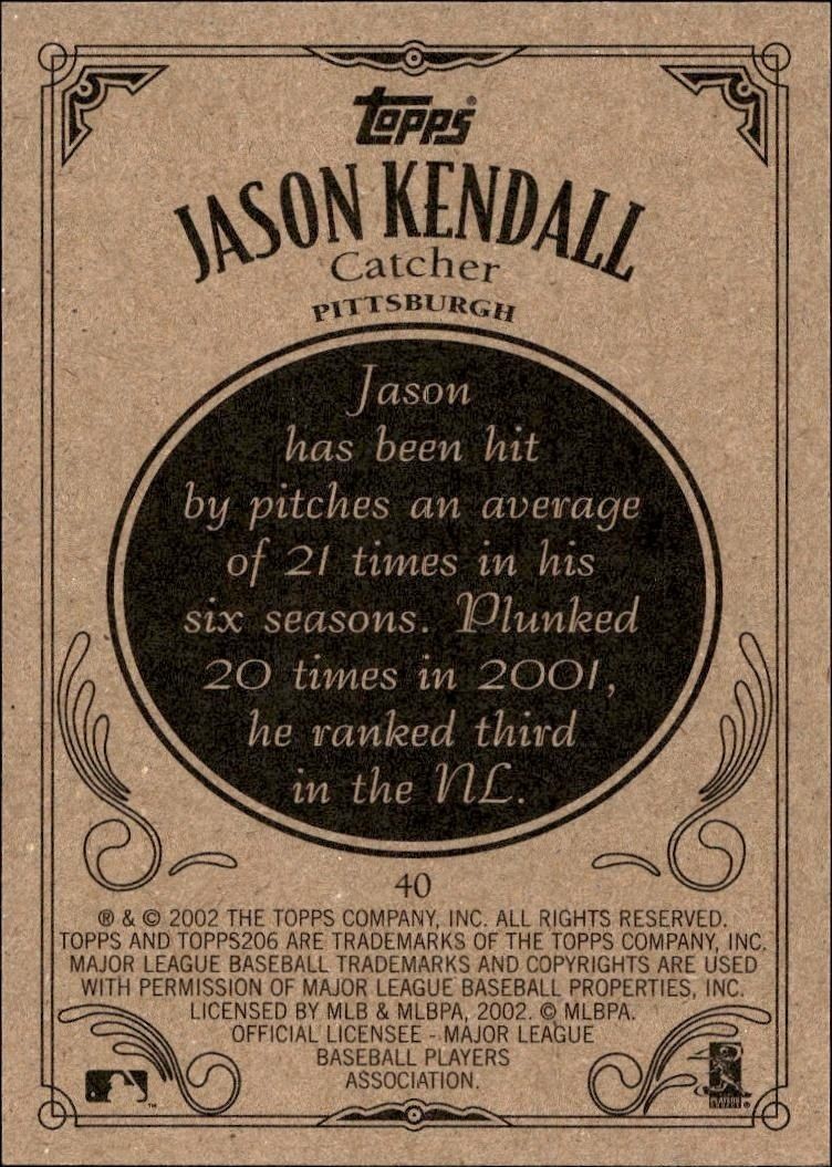 2002 Topps 206 Jason Kendall #40 baseball trading card back