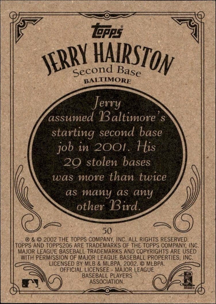 2002 Topps 206 Jerry Hairston #50 baseball trading card back
