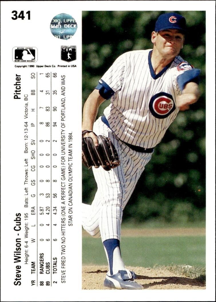 1990 Upper Deck Steve Wilson #341 baseball trading card back