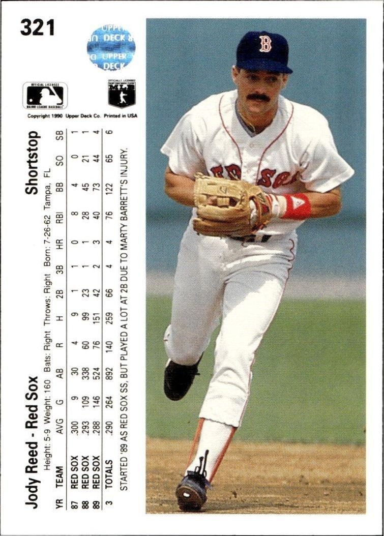 1990 Upper Deck Jody Reed #321 baseball trading card back