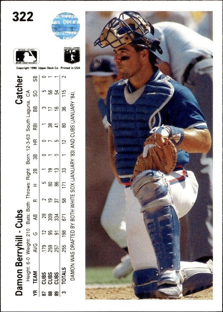 1990 Upper Deck Damon Berryhill #322 baseball trading card back
