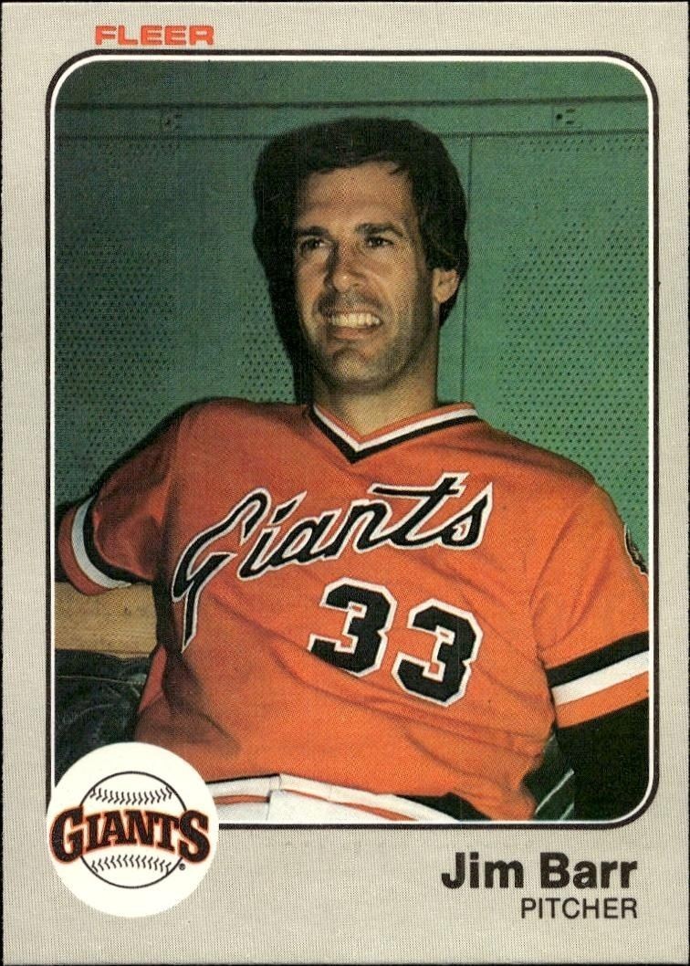 1983 Fleer Jim Barr #252 trading card
