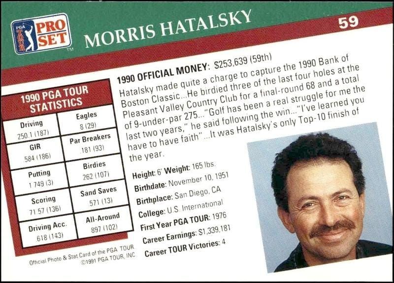 1991 Pro Set Pga Tour Morris Hatalsky #59 golf trading card back