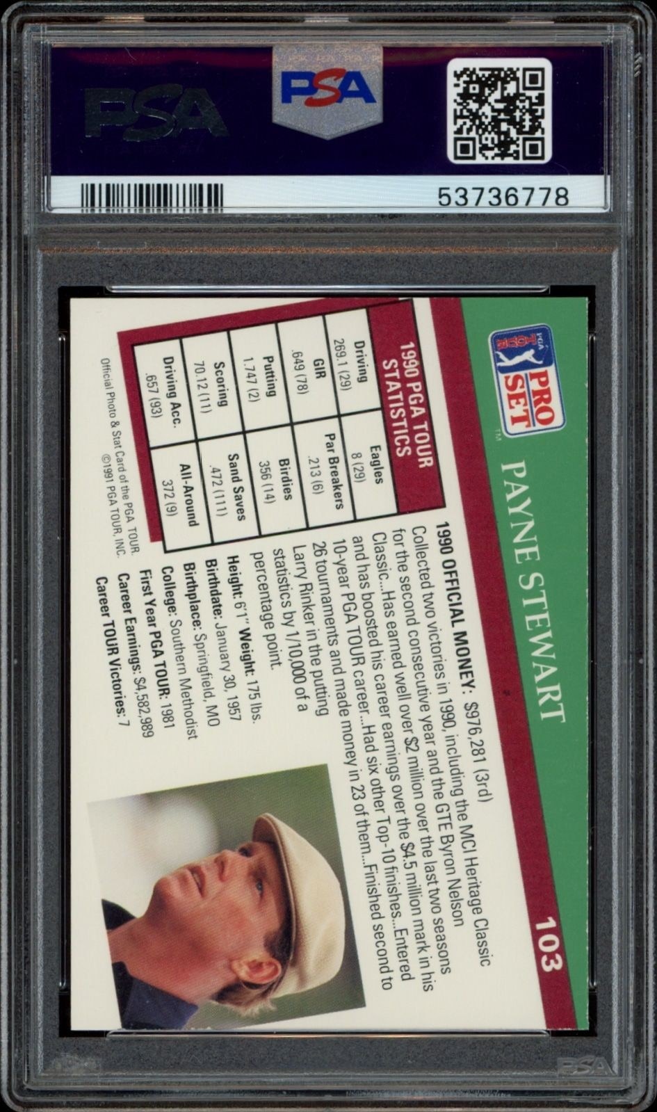 Payne Stewart - Back