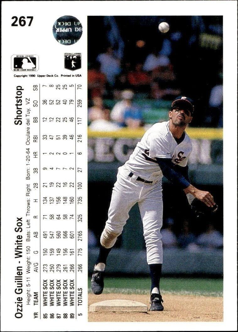 1990 Upper Deck Ozzie Guillen #267 baseball trading card back
