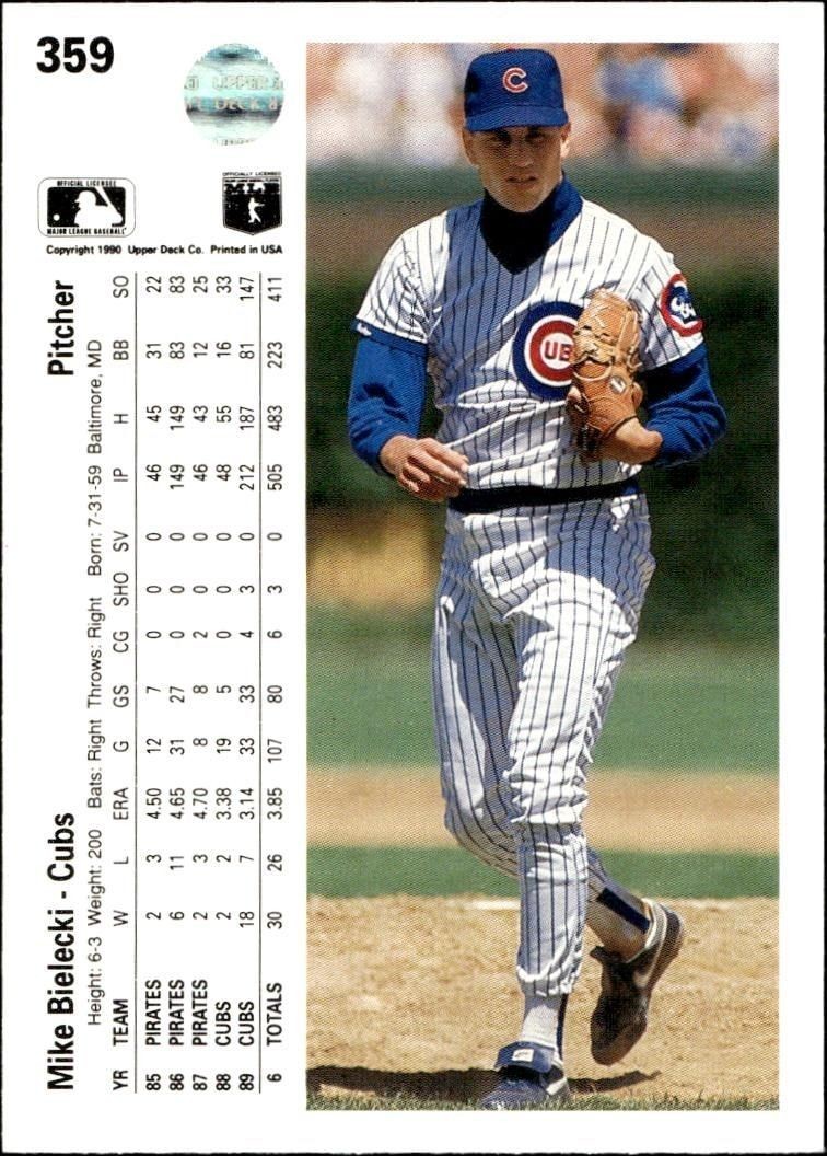 1990 Upper Deck Mike Bielecki #359 baseball trading card back
