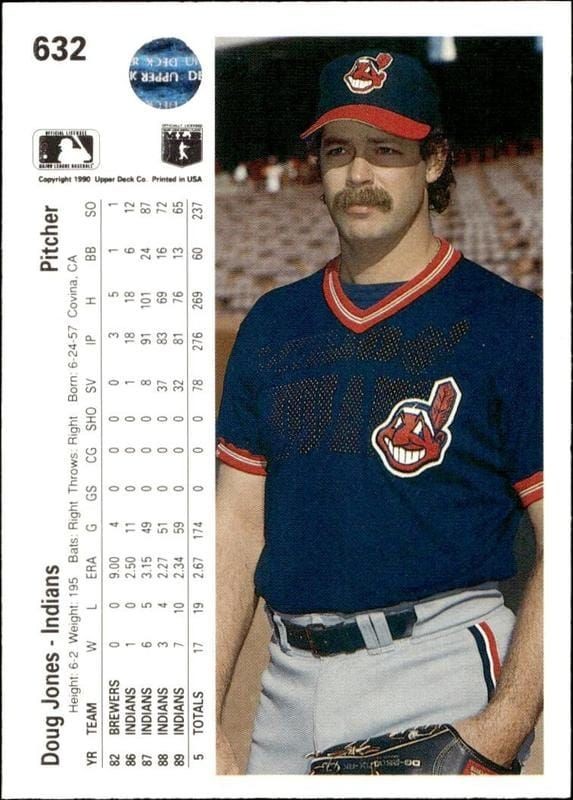 1990 Upper Deck Doug Jones #632 baseball trading card back