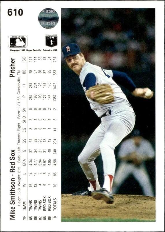 1990 Upper Deck Mike Smithson #610 baseball trading card back