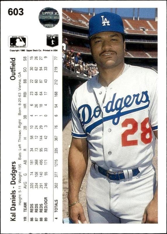 1990 Upper Deck Kal Daniels #603 baseball trading card back