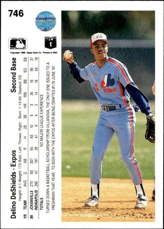 1990 Upper Deck Delino DeShields #746 baseball trading card back