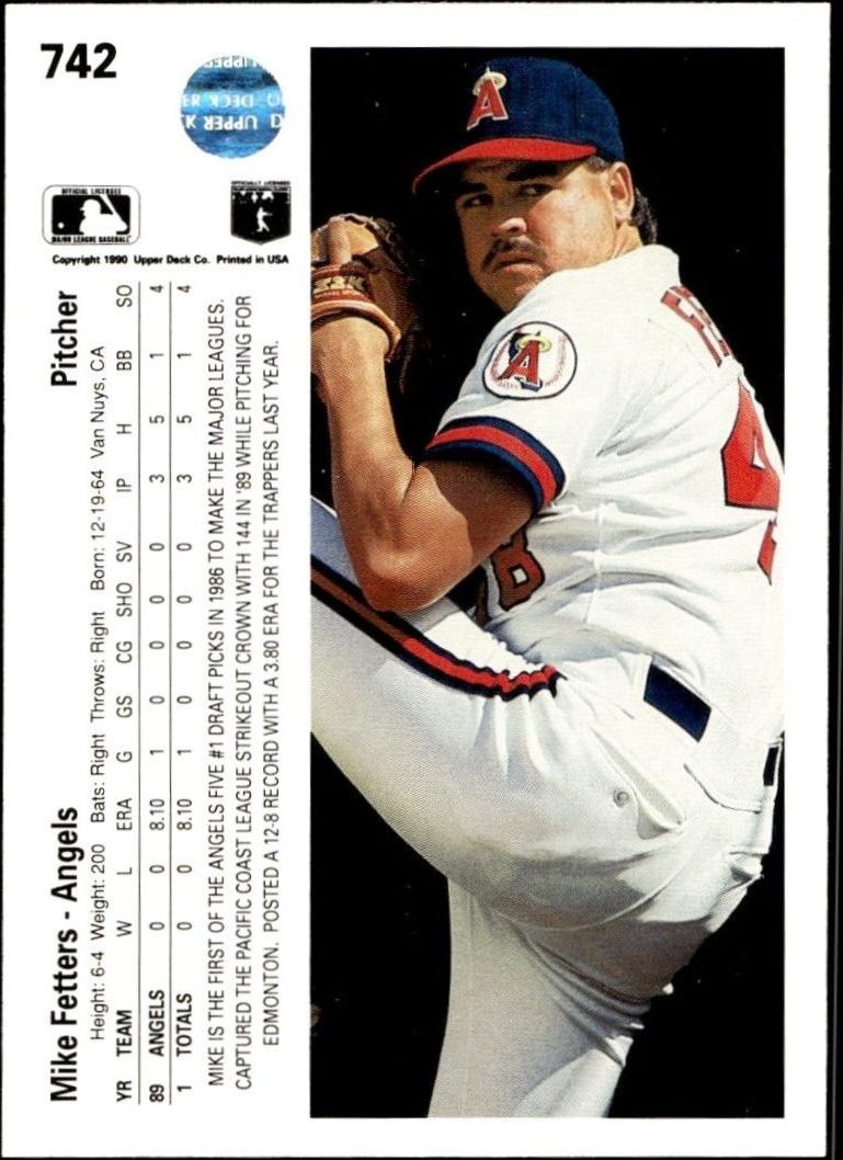 1990 Upper Deck Mike Fetters #742 baseball trading card back