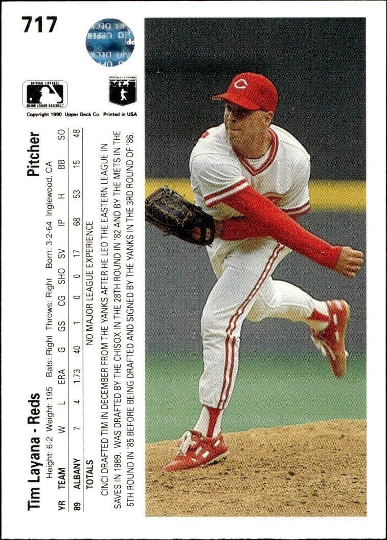 1990 Upper Deck Tim Layana #717 baseball trading card back