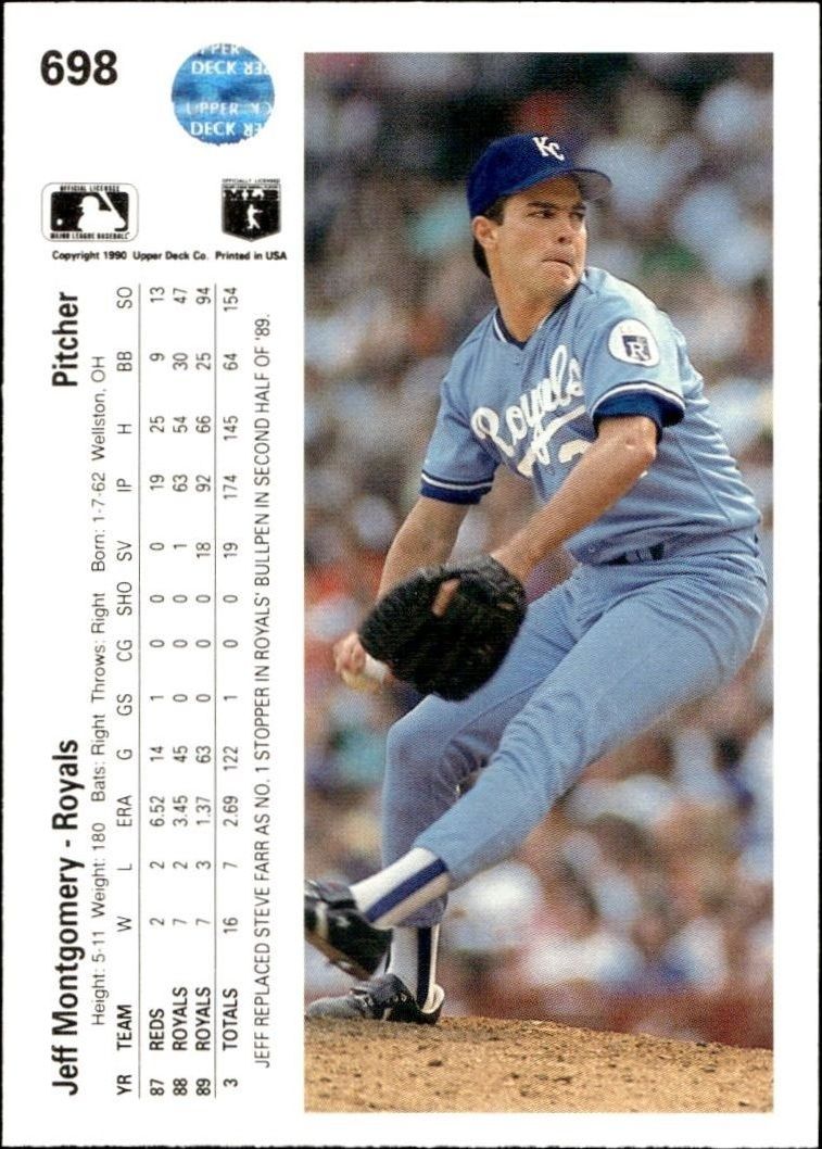1990 Upper Deck Jeff Montgomery #698 baseball trading card back